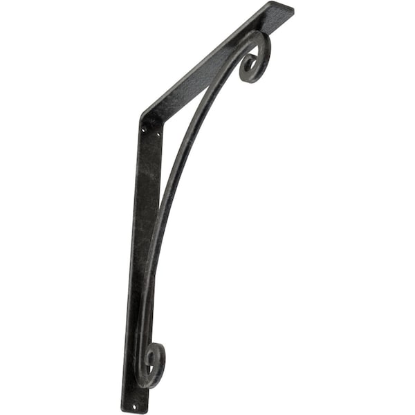 Ekena Millwork Legacy Wrought Iron Bracket, (Single center brace), Antiqued Silver 1 1/2"W x 12"D x 15"H BKTM01X12X15SLEASV - main